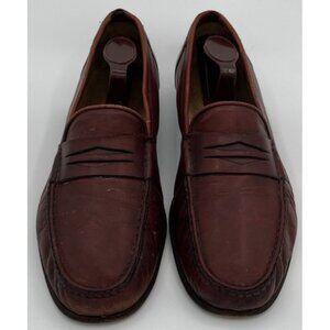 Santoni Brown Leather Penny Loafers Men’s Size 9D Dress Shoes Made In Italy